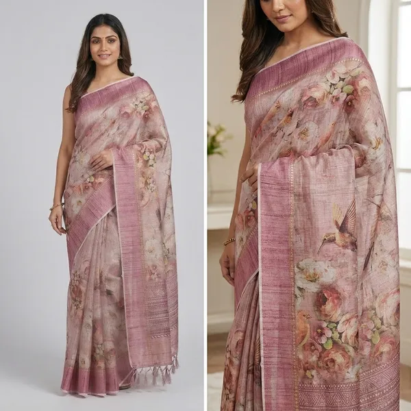 Dusty_Pink_Kota_Floral_Print_Tassel_Saree_For_Women