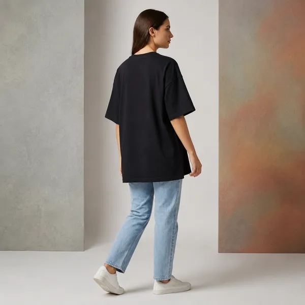 Oversized_Black_Cotton_Crew_Neck_T-Shirt_For_Women