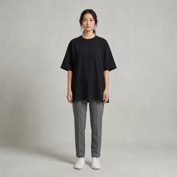 Oversized_Black_Cotton_Crew_Neck_T-Shirt_For_Women