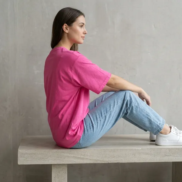 Oversized_Pink_Cotton_Crew_Neck_T-Shirt_For_Women