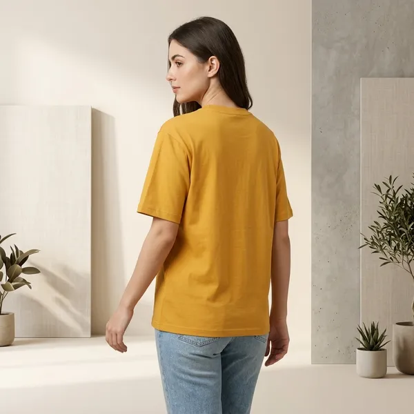 Oversized_Mustard_Yellow_Cotton_Relaxed_Fit_Crew_Neck_T-Shirt_For_Women