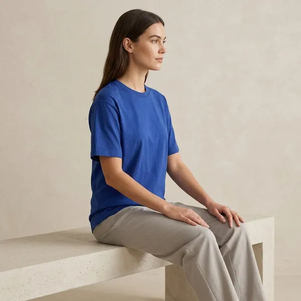 Oversized_Royal_Blue_Cotton_Relaxed_Fit_Crew_Neck_T-Shirt_For_Women