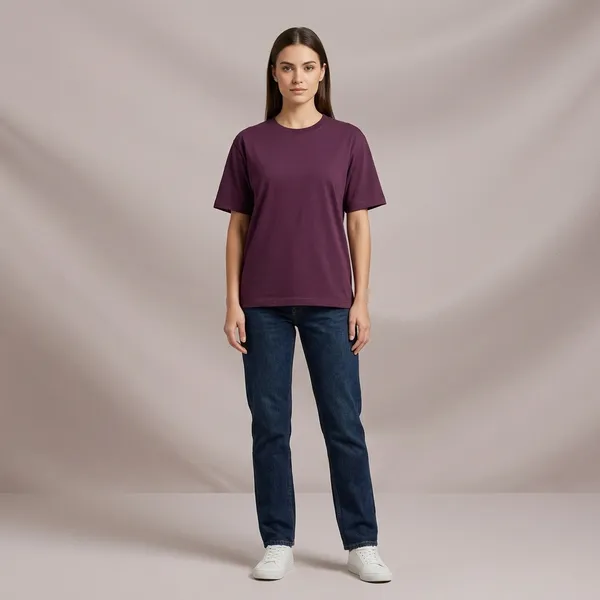 Oversized_Maroon_Cotton_Relaxed_Fit_T-Shirt_For_Women