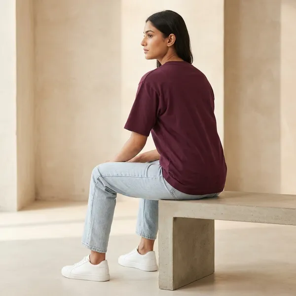 Oversized_Maroon_Cotton_Relaxed_Fit_T-Shirt_For_Women