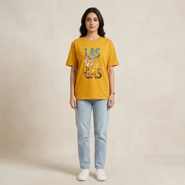 Oversized_Mustard_Yellow_Cotton_Relaxed_Fit_Las_Vegas_Graphic_T-Shirt_For_Women