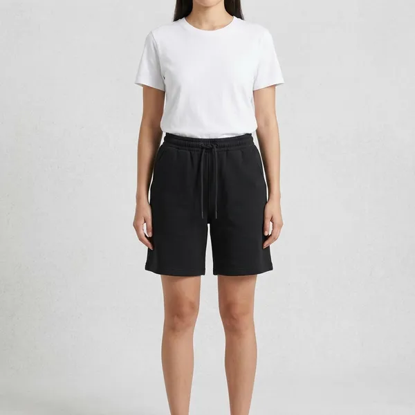 Oversized_Black_Cotton_Blend_Drawstring_Shorts_For_Women