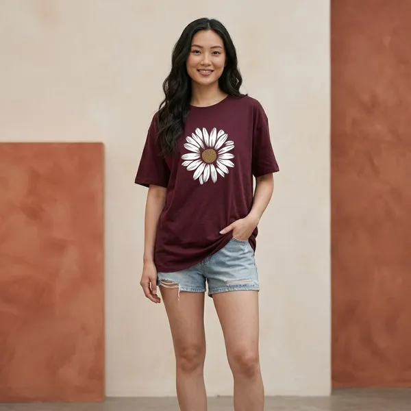 Oversized_Maroon_Cotton_Daisy_Graphic_Print_T-Shirt_For_Women