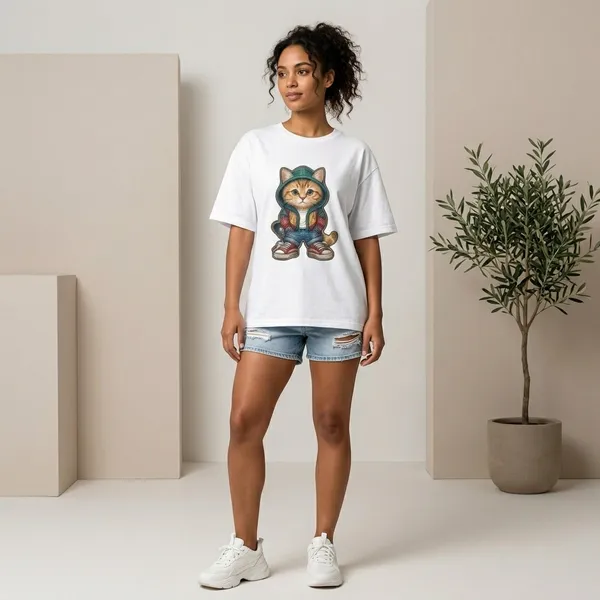 Oversized_White_Cotton_Cat_Graphic_Print_T-Shirt_For_Women