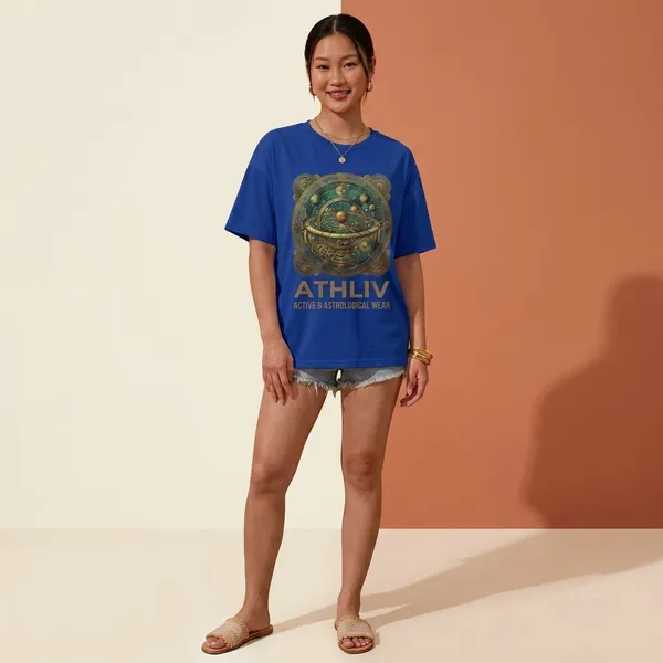 Oversized_Royal_Blue_Cotton_Astrological_Graphic_T-Shirt_For_Women