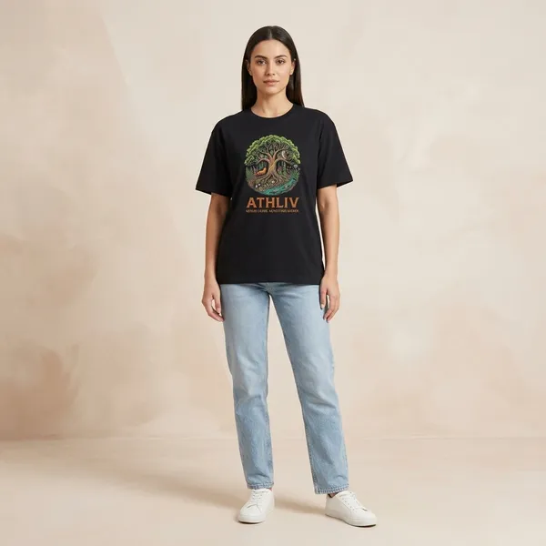 Oversized_Black_Cotton_Relaxed_Fit_Nature_Graphic_T-Shirt_For_Women