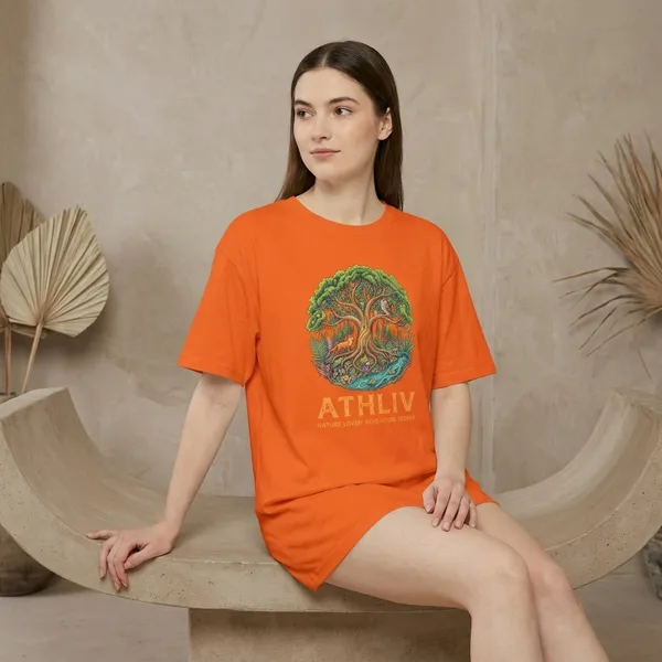 Oversized_Orange_Cotton_Relaxed_Fit_Tree_Graphic_T-Shirt_For_Women