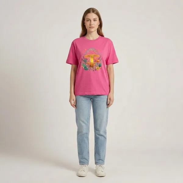 Oversized_Pink_Cotton_Relaxed_Fit_Mushroom_Graphic_T-Shirt_For_Women