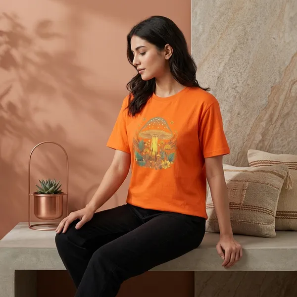 Oversized_Orange_Cotton_Graphic_Print_T-Shirt_For_Women