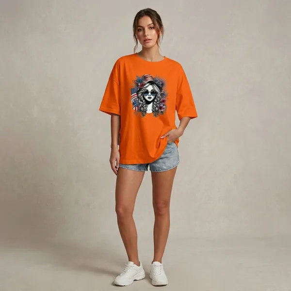 Oversized_Orange_Cotton_Graphic_Print_T-Shirt_For_Women