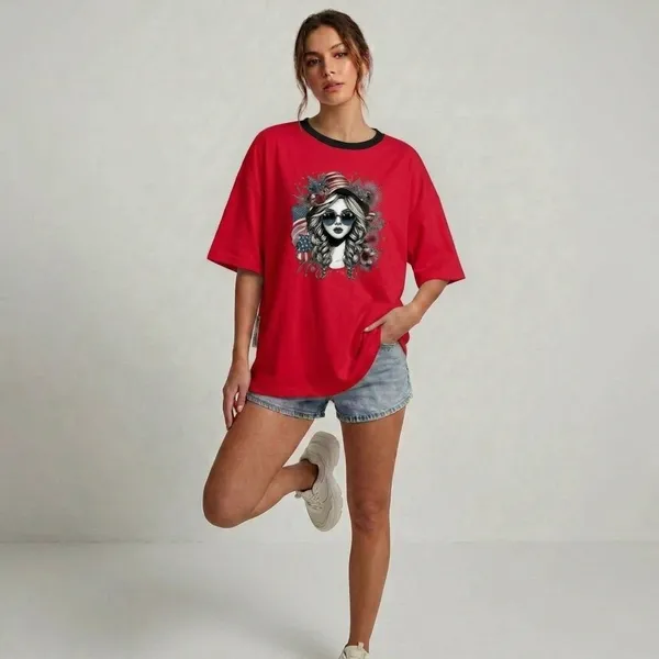 Oversized_Red_Cotton_Graphic_Print_T-Shirt_For_Women