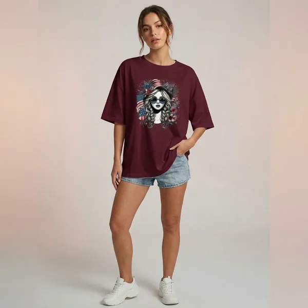 Oversized_Maroon_Cotton_Graphic_Print_T-Shirt_For_Women