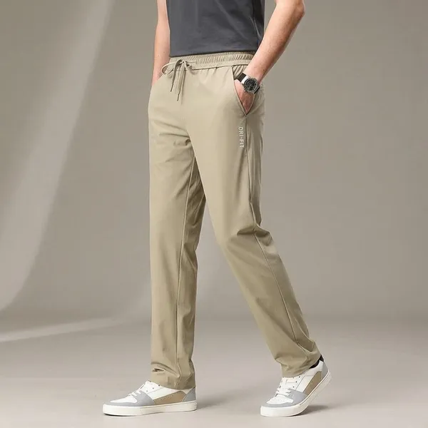 Oversized_Beige_Poly-Lycra_Elasticated_Waist_Casual_Trousers_For_Men