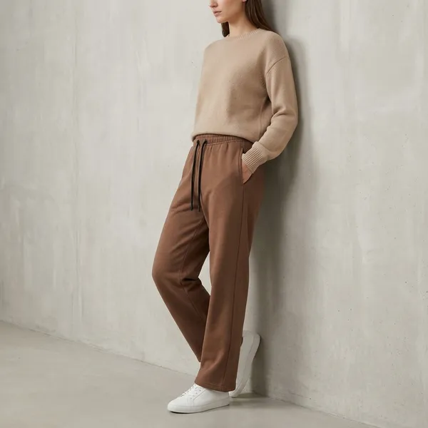 Oversized_Brown_Cotton_Blend_Terry_Relaxed_Fit_Drawstring_Jogger_Pants_For_Women
