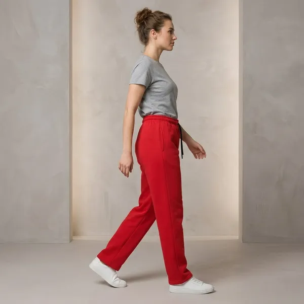 Oversized_Red_Cotton_Blend_Relaxed_Fit_Drawstring_Trackpants_For_Women