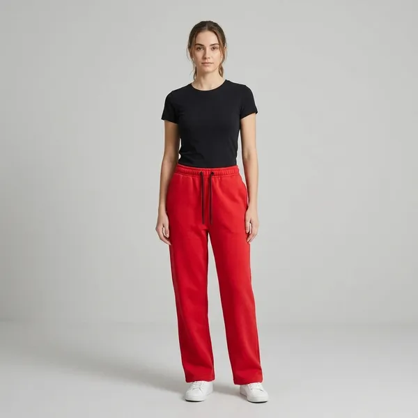 Oversized_Red_Cotton_Blend_Relaxed_Fit_Drawstring_Trackpants_For_Women