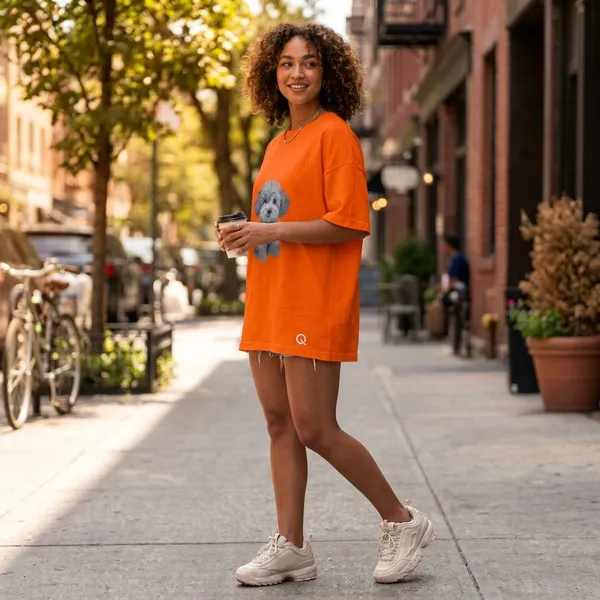 Oversized_Orange_Cotton_Dog_Graphic_Print_T-Shirt_For_Women