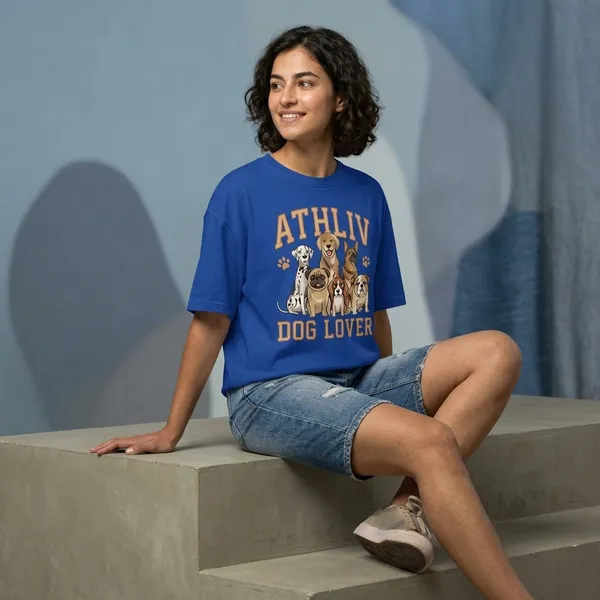 Oversized_Royal_Blue_Cotton_Dog_Lover_Graphic_Print_T-Shirt_For_Women