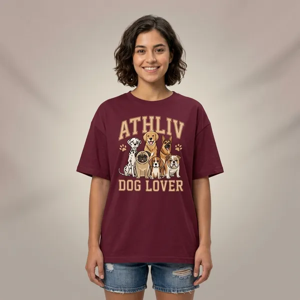 Oversized_Maroon_Cotton_Relaxed_Fit_Dog_Lover_Graphic_T-Shirt_For_Women