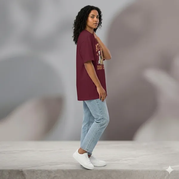 Oversized_Maroon_Cotton_Relaxed_Fit_Dog_Lover_Graphic_T-Shirt_For_Women