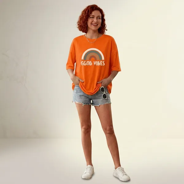 Oversized_Orange_Cotton_Rainbow_Graphic_T-Shirt_For_Women