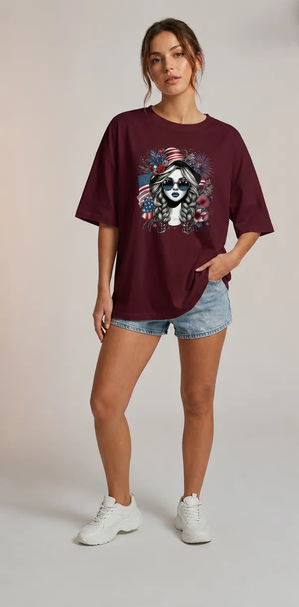Oversized_Black_&_Maroon_Graphic_Print_T-Shirt_Duo_For_Women