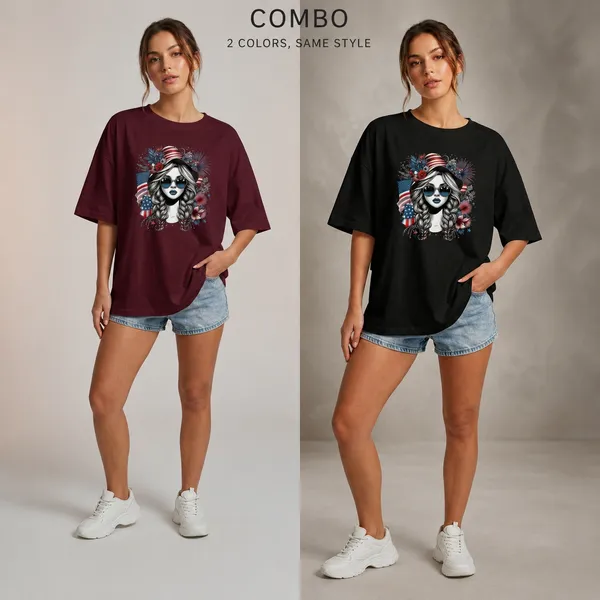 Oversized_Black_&_Maroon_Graphic_Print_T-Shirt_Duo_For_Women