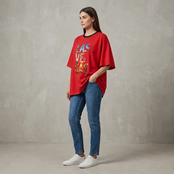 Oversized_Red_Cotton_Las_Vegas_Graphic_T-Shirt_For_Women