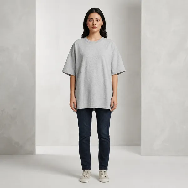 Oversized_Grey_Cotton_Crew_Neck_T-Shirt_For_Women