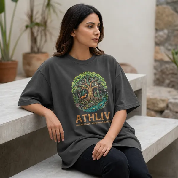 Oversized_Dark_Grey_Cotton_Relaxed_Fit_Tree_Graphic_T-Shirt_For_Women