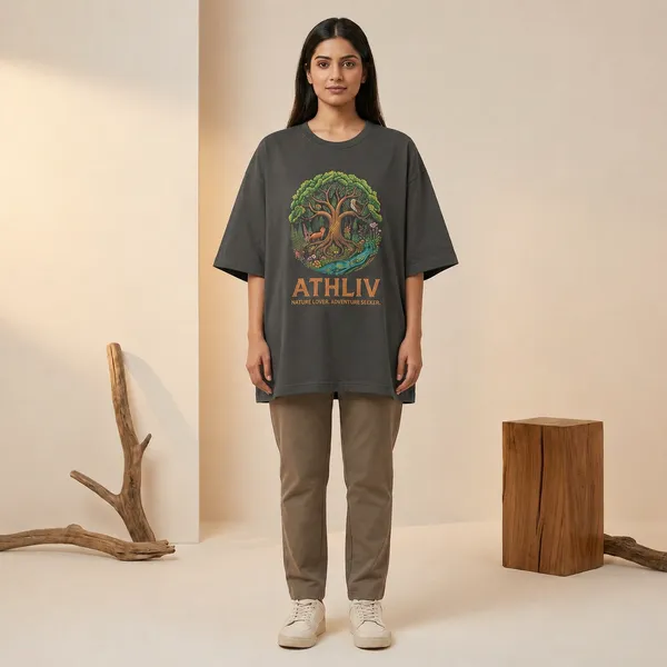 Oversized_Dark_Grey_Cotton_Relaxed_Fit_Tree_Graphic_T-Shirt_For_Women