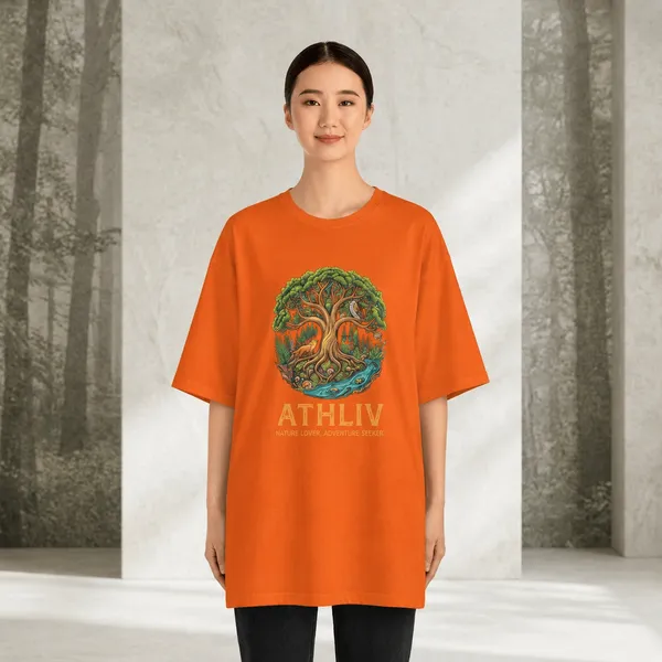 Oversized_Orange_Cotton_Relaxed_Fit_Tree_Graphic_T-Shirt_For_Women