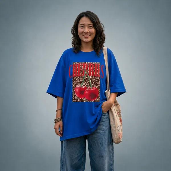 Oversized_Royal_Blue_Cotton_Graphic_Print_T-Shirt_For_Women