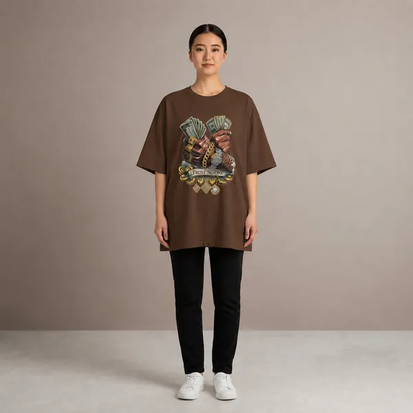 Oversized_Brown_Cotton_Graphic_Print_Crew_Neck_T-Shirt_For_Women