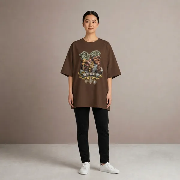 Oversized_Brown_Cotton_Graphic_Print_Crew_Neck_T-Shirt_For_Women