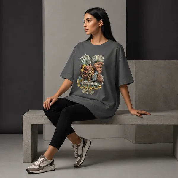 Oversized_Dark_Grey_Cotton_Graphic_Print_Crew_Neck_T-Shirt_For_Women