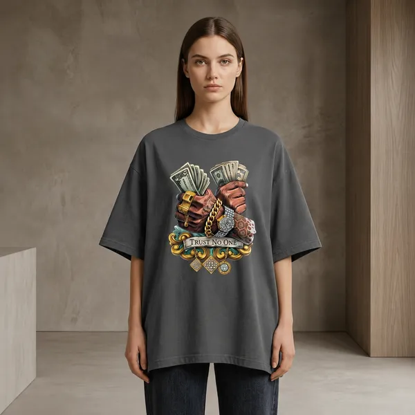 Oversized_Dark_Grey_Cotton_Graphic_Print_Crew_Neck_T-Shirt_For_Women