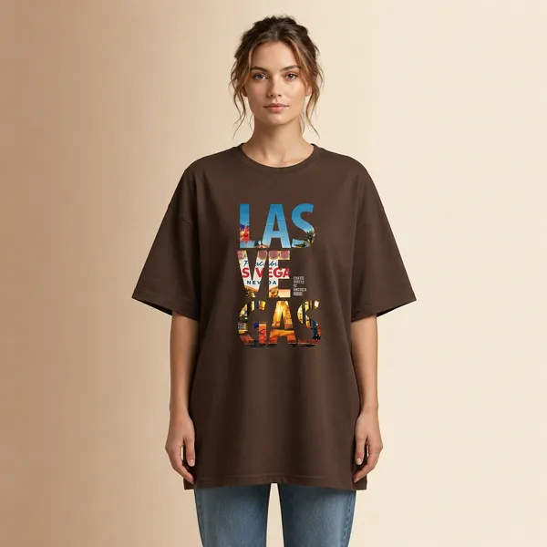 Oversized_Brown_Cotton_Las_Vegas_Graphic_T-Shirt_For_Women