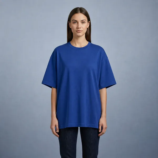 Oversized_Royal_Blue_Cotton_Relaxed_Fit_Crew_Neck_T-Shirt_For_Women