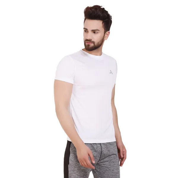 White_Polyester_Slim_Fit_Crew_Neck_T-Shirt_For_Men
