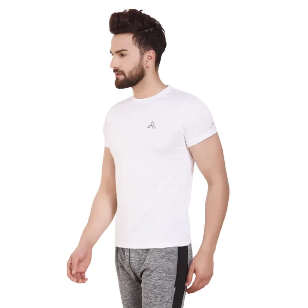 White_Polyester_Slim_Fit_Crew_Neck_T-Shirt_For_Men