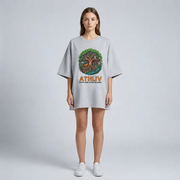 Oversized_Grey_Cotton_Relaxed_Fit_Tree_Graphic_Print_T-Shirt_For_Women