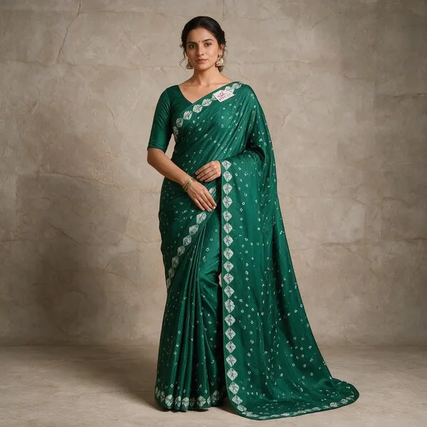 Green_Bandhani_Style_Saree_For_Women