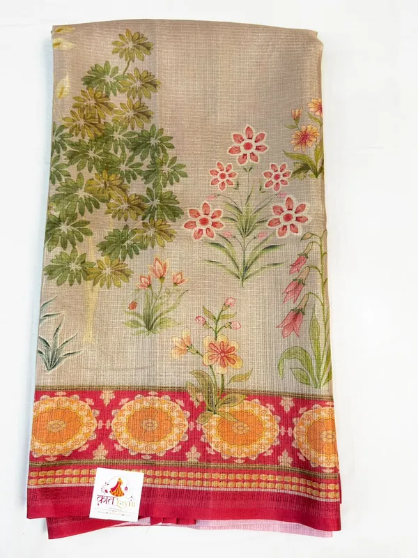 Beige_Woven_Floral_Print_Saree_For_Women