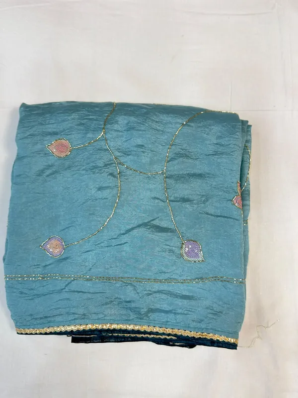 Blue_Textured_Embroidered_Saree_For_Women