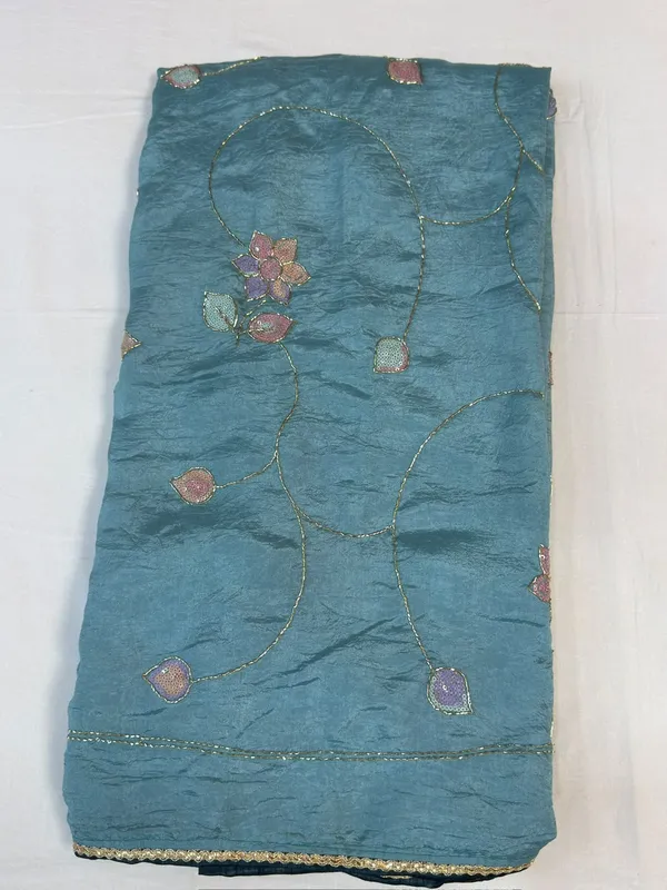 Blue_Textured_Embroidered_Saree_For_Women
